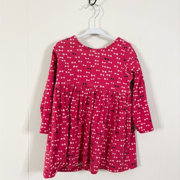 Hanna Andersson print day play dress bows pink long sleeve size 100, US 3T - Picture 3 of 5